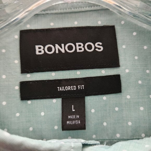 Bonobos Men's LG Tailored Fit Long Slv Button Front Shirt Polka Dot Mint Green - Picture 5 of 10